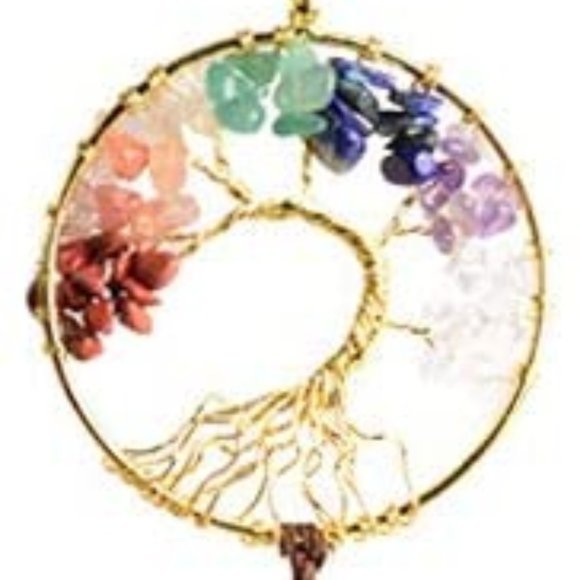 Free People Tree of Life Chakra Crystals Healing Stones Wall Hanging Ornament - Picture 7 of 8